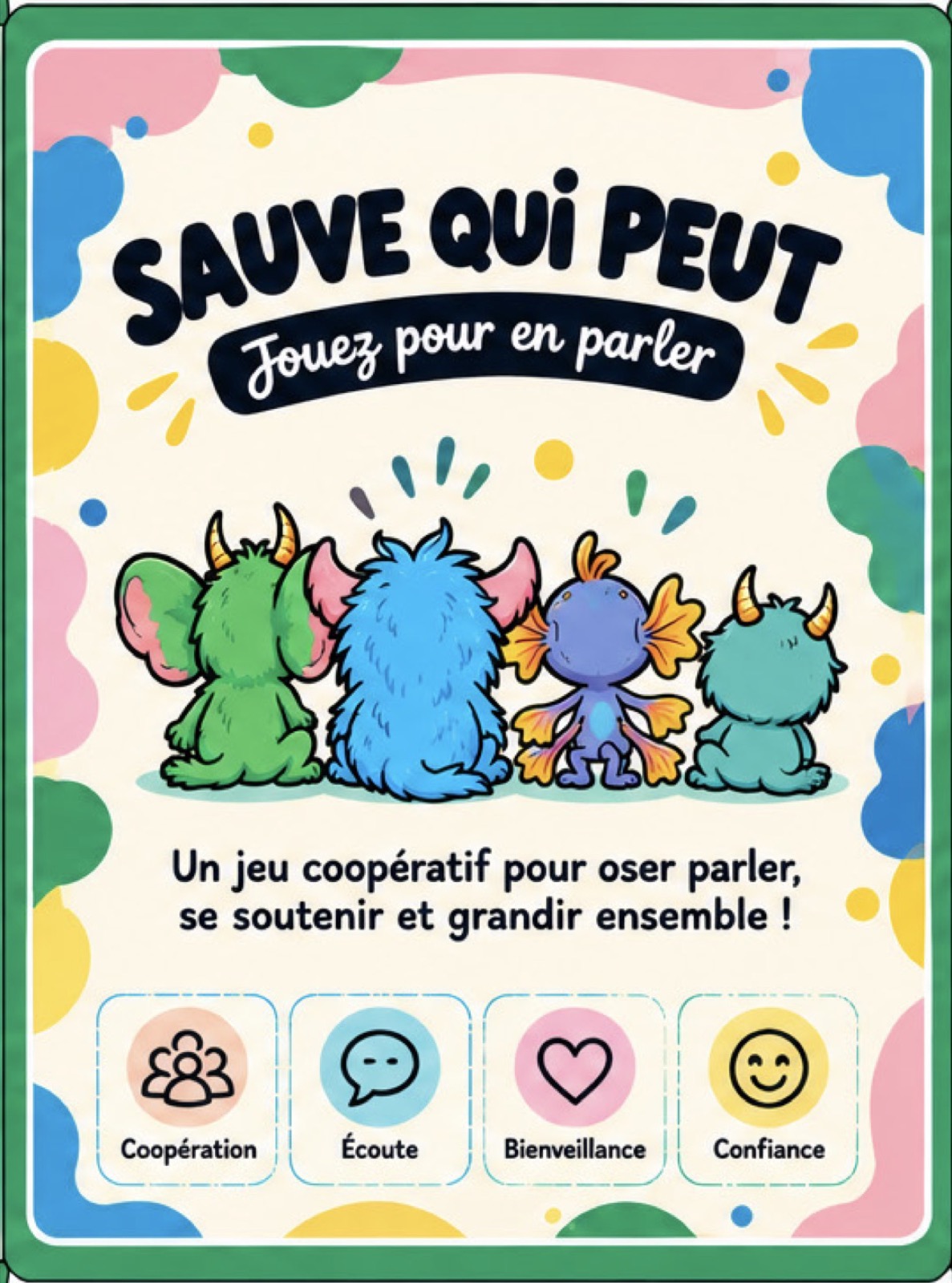 Dos de la boîte : les monstres de dos, et les valeurs du jeu